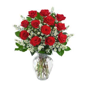 Foto de Florero 12 rosas rojas importadas