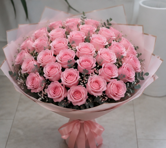 Foto de Ramo Oriental de 36 Rosas Rosadas 