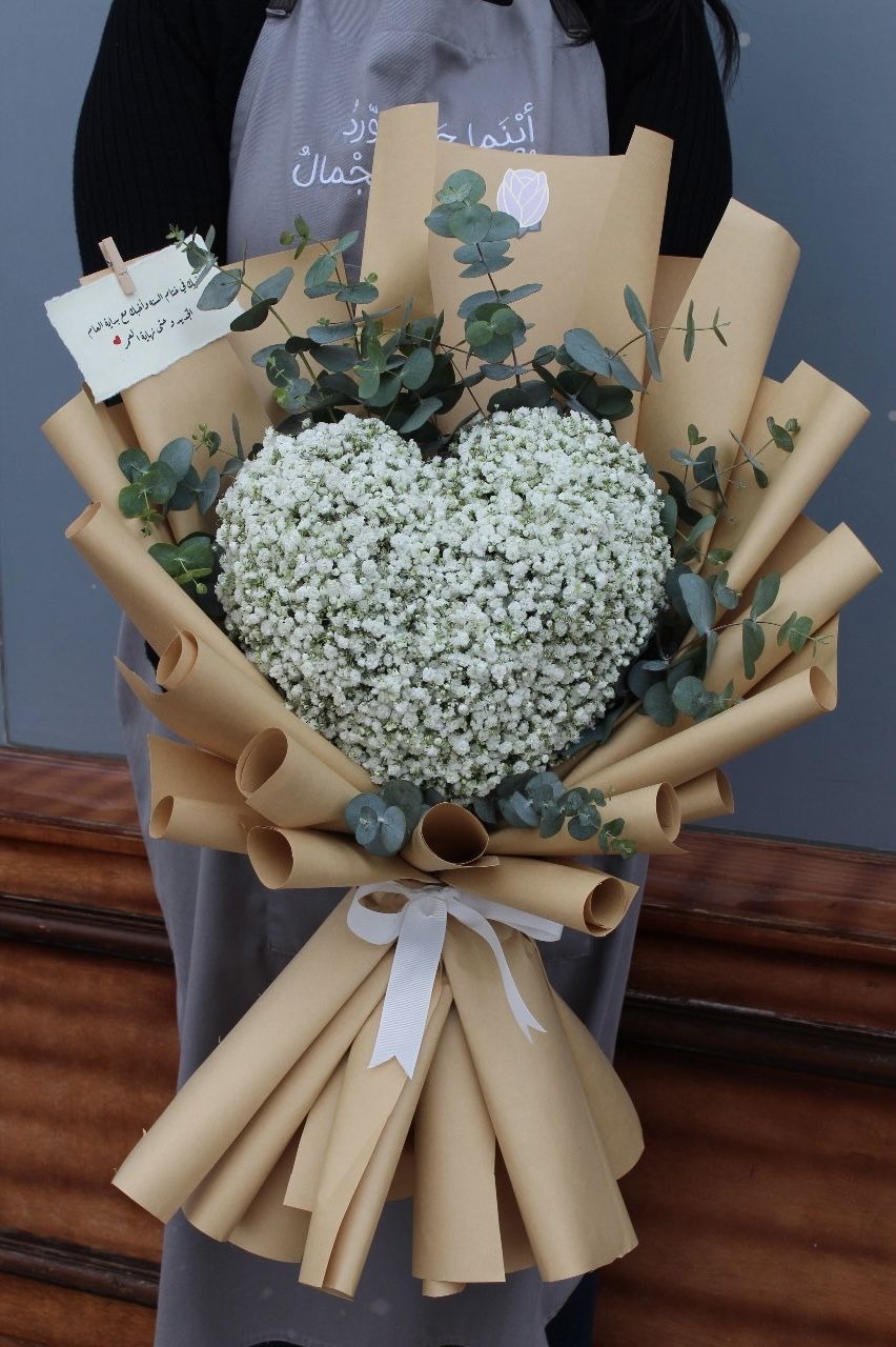 Foto de Ramo Corazon Ghipsofila blanco