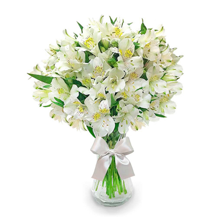 Foto de Florero de 15 alstromerias blancas 