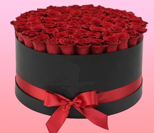 Foto de Caja redonda con 150 rosas Rojas