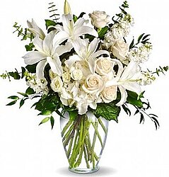 Foto de Florero lilium y rosas blancas 